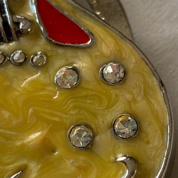 Vintage Yellow Guitar Belt Buckle with Cut Stone Inlay - Picture 5 of 6